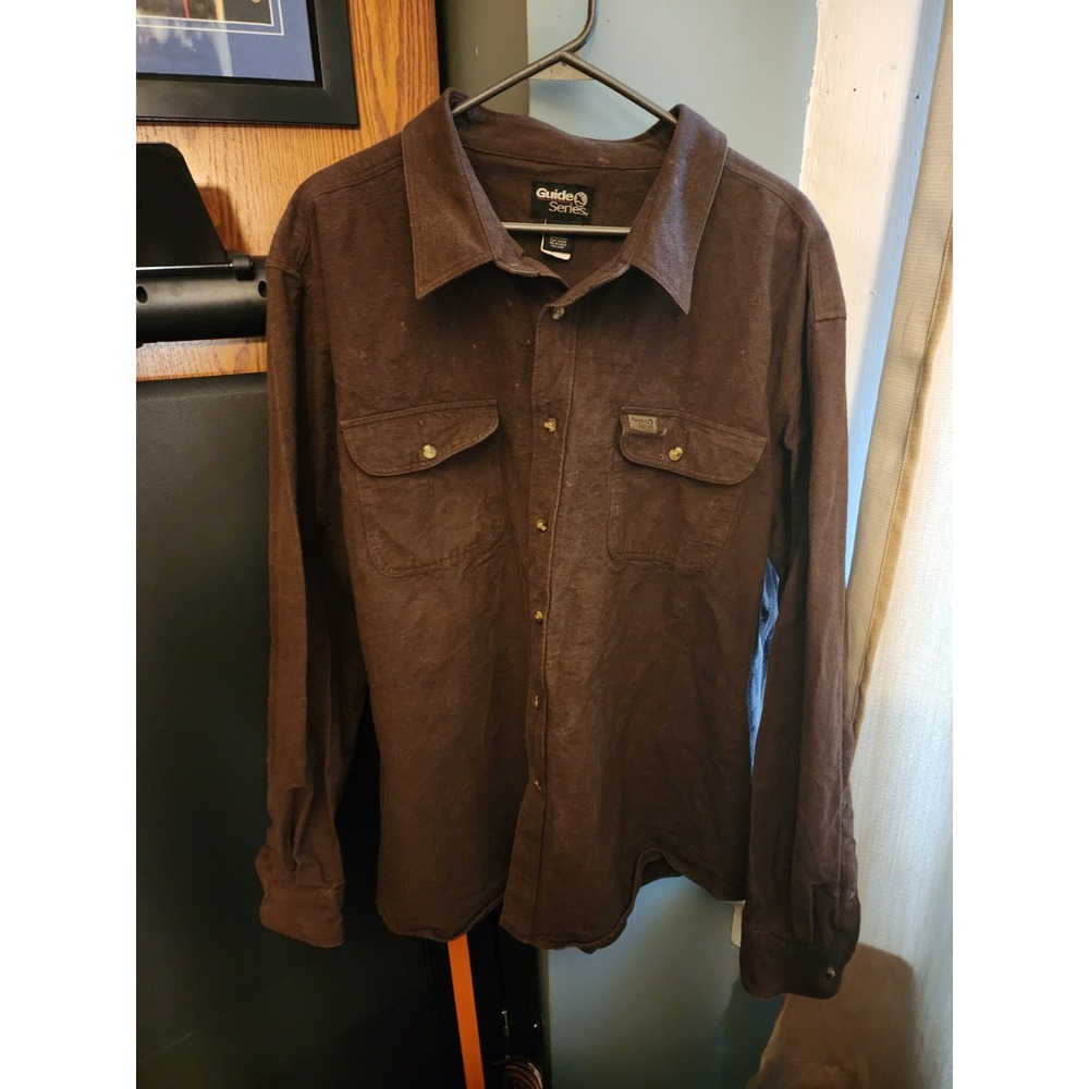 VINTAGE Guide Series Long Sleeve Flannel Shirt Men's 2XL Tan Button Up XXL